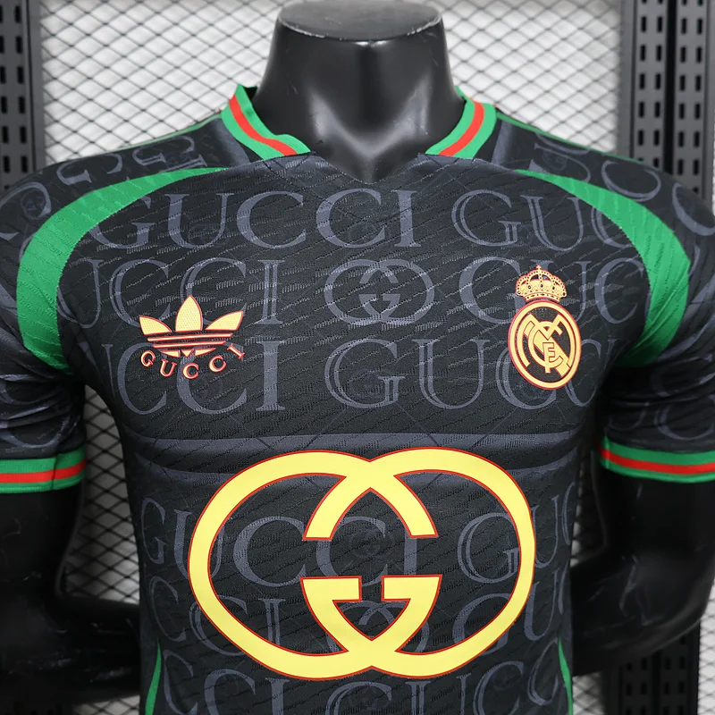 24-25 Real Madrid VS GUCCI black player version soccer jersey