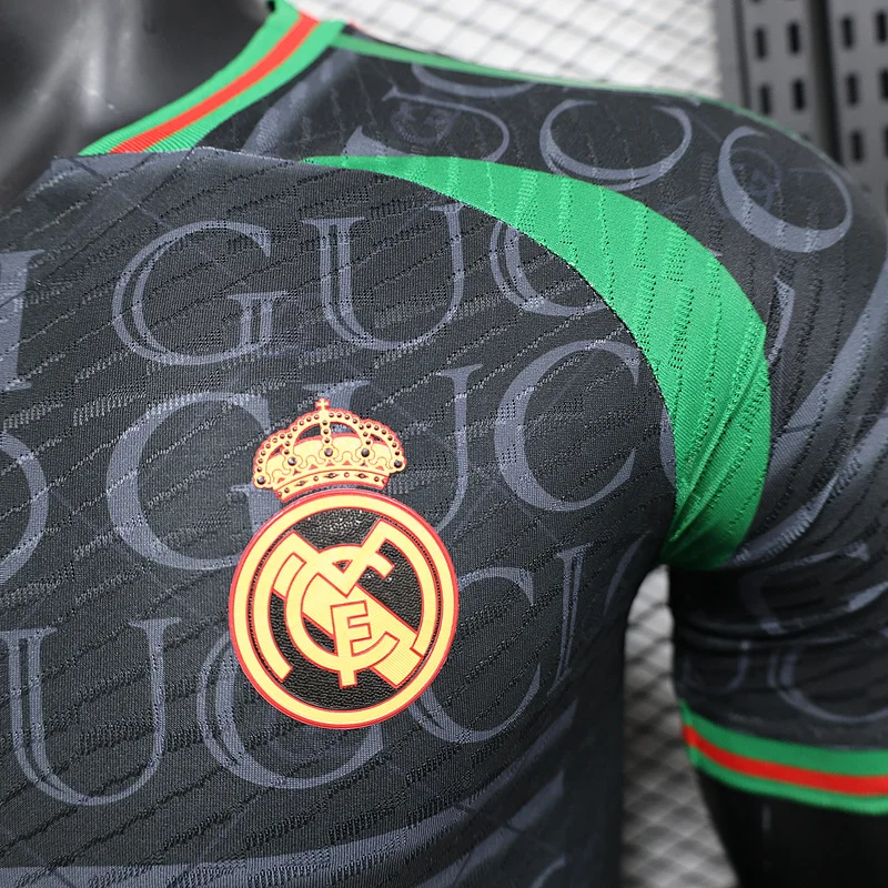 24-25 Real Madrid VS GUCCI black player version soccer jersey