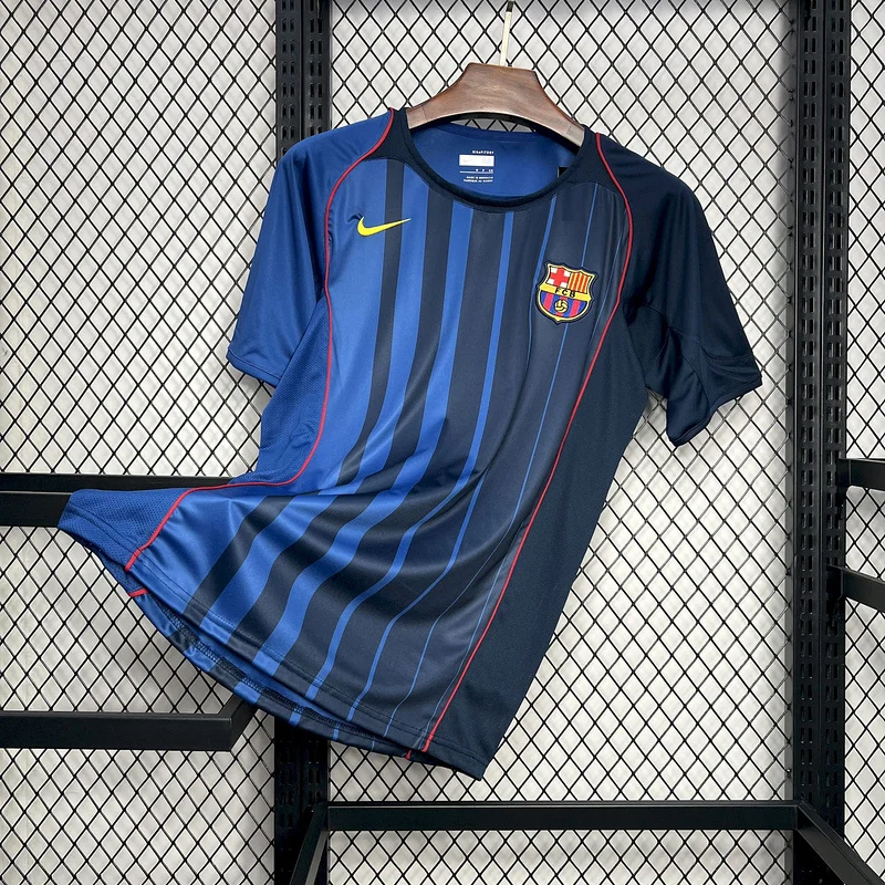 04-05 Barcelona away blue retro soccer jersey