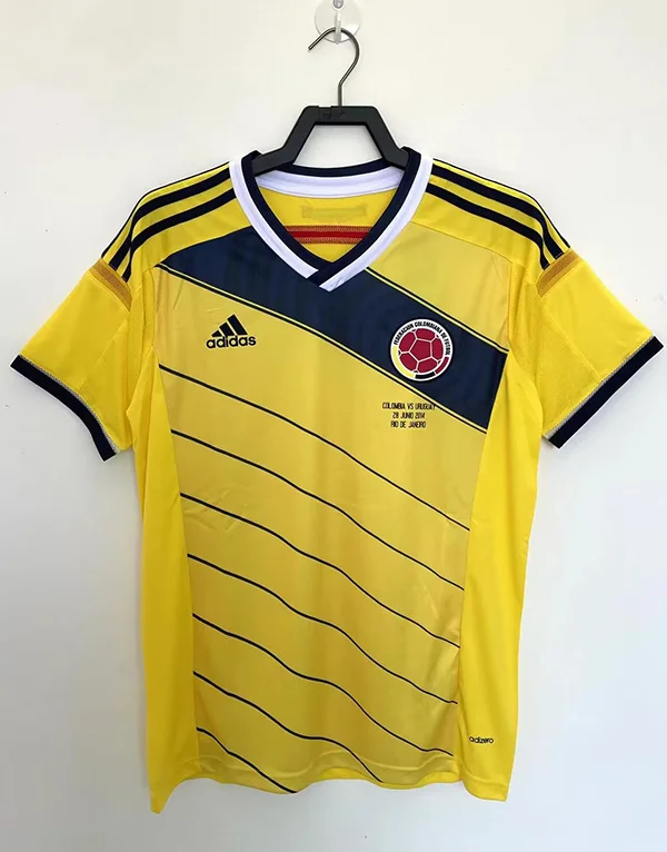 2014 Colombia home retro soccer jersey