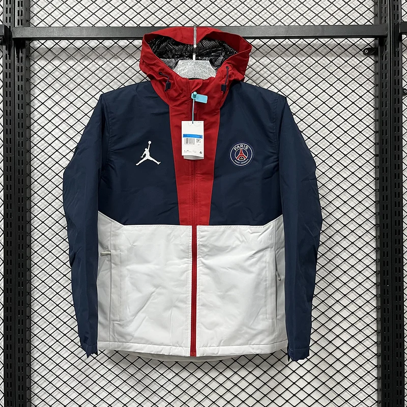 24-25 PSG white and blue cotton soccer jacket