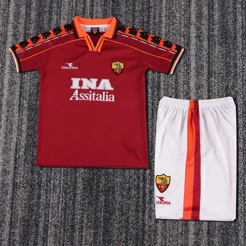 98-99 Roma home retro kid soccer jersey