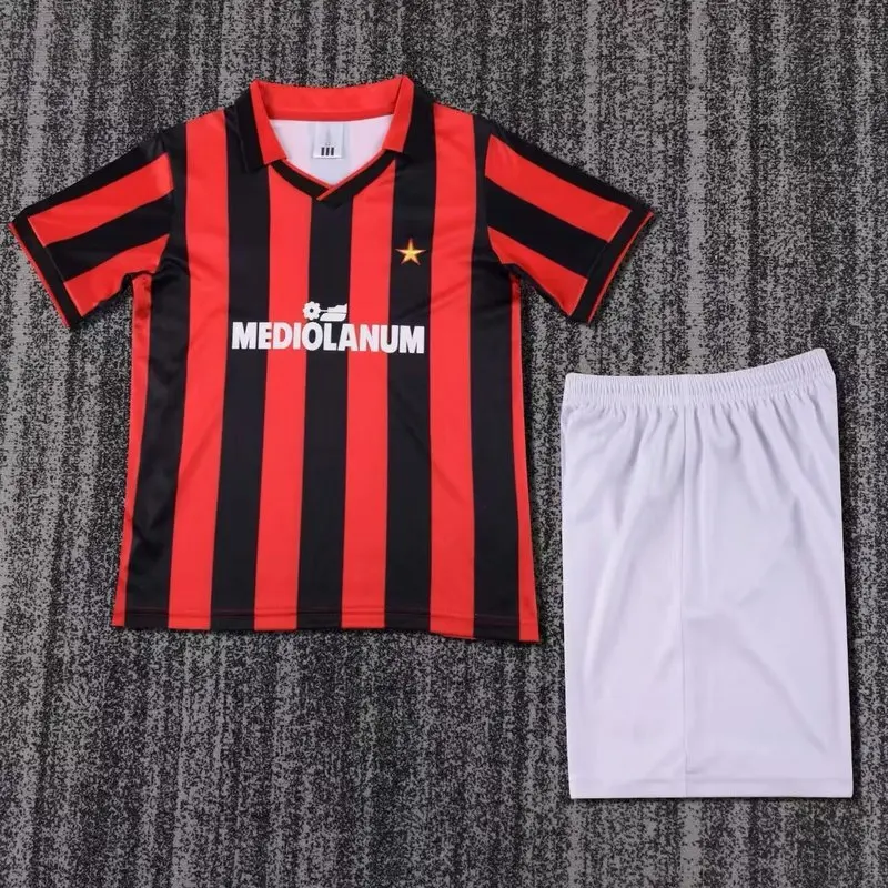 90-91 AC Milan home retro kids soccer jersey