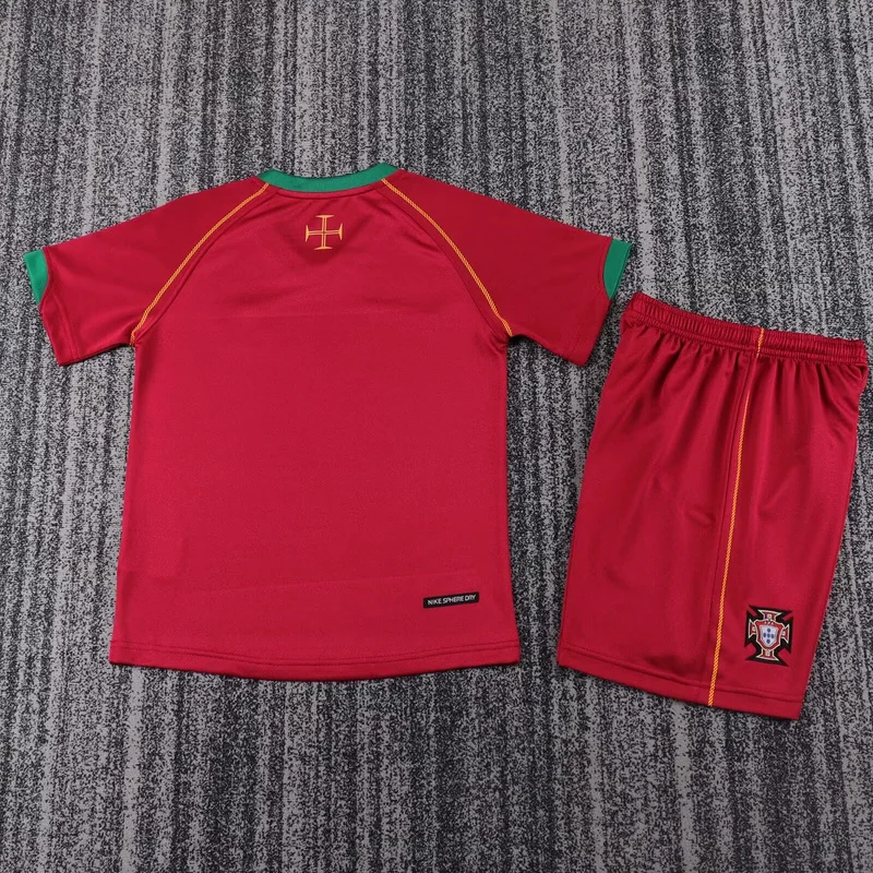 2006 Portugal home retro kids soccer jersey