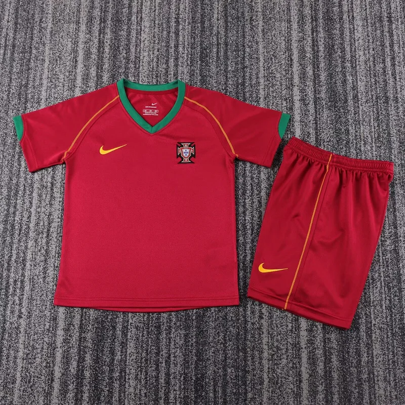 2006 Portugal home retro kids soccer jersey