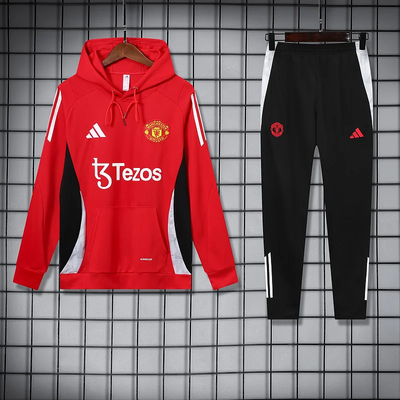 24-25 Manchester United red soccer hoodie suit