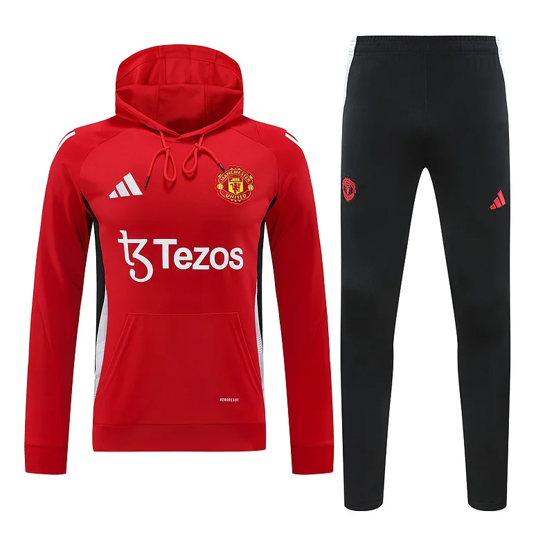 24-25 Manchester United red soccer hoodie suit