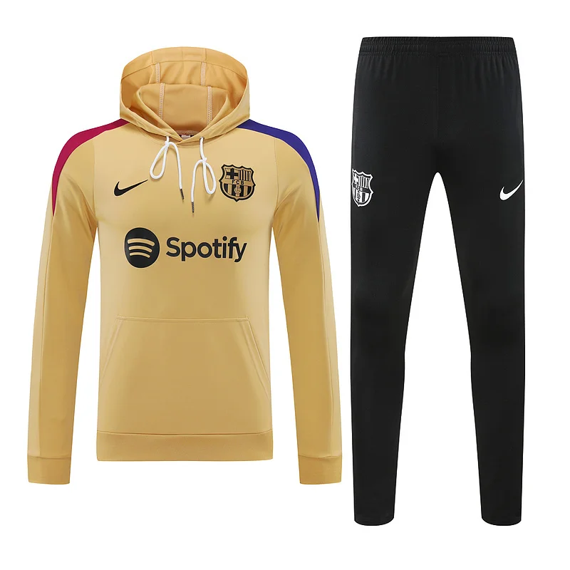 24-25 Barcelona gold soccer hoodie suit