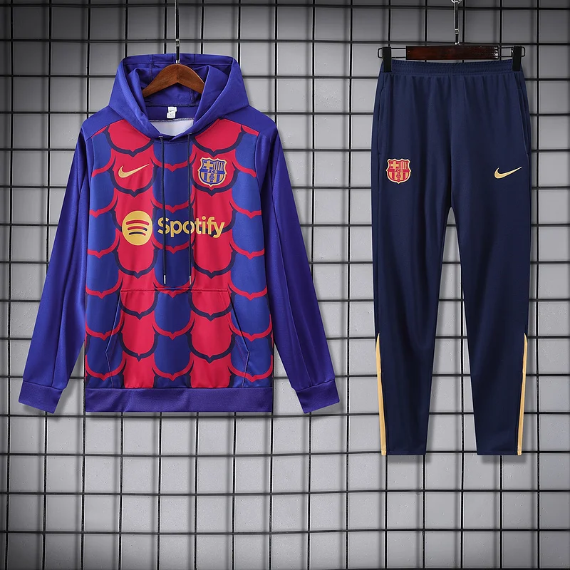 24-25 Barcelona blue and red soccer hoody suit