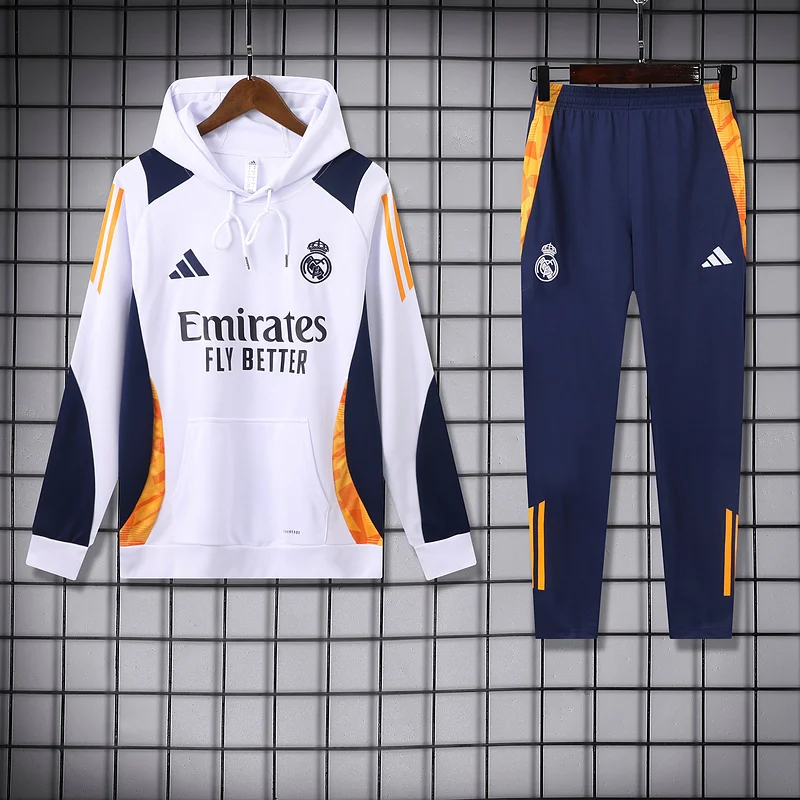 24-25 Real Madrid white soccer hoodie suit