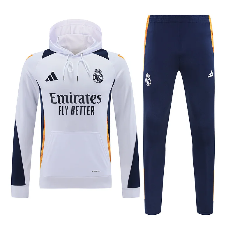 24-25 Real Madrid white soccer hoodie suit