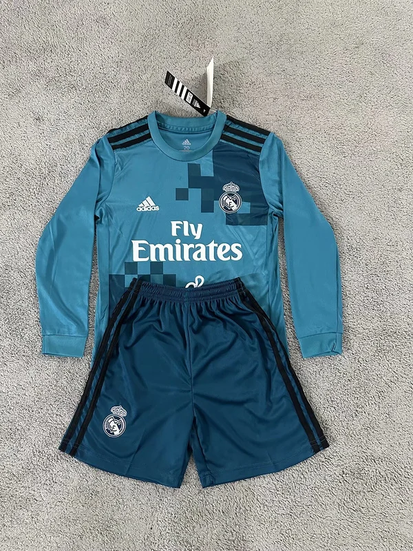 17-18 Real Madrid Third away retro long sleeve kid soccer jersey