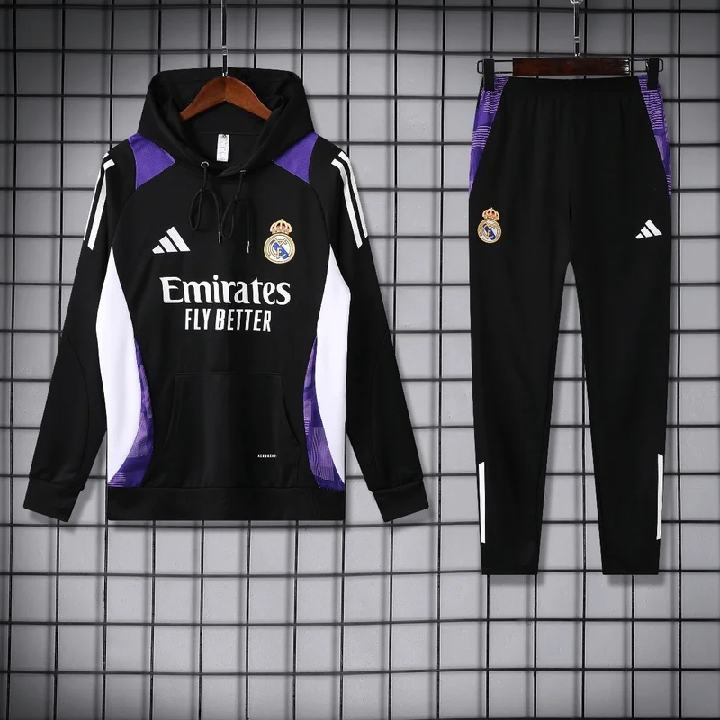 24-25 Real Madrid black soccer hoodie suit