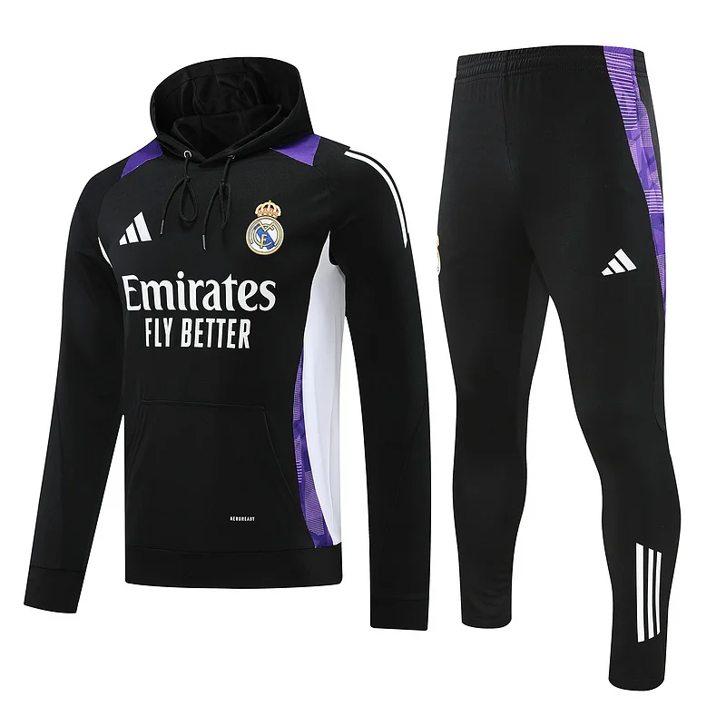 24-25 Real Madrid black soccer hoodie suit