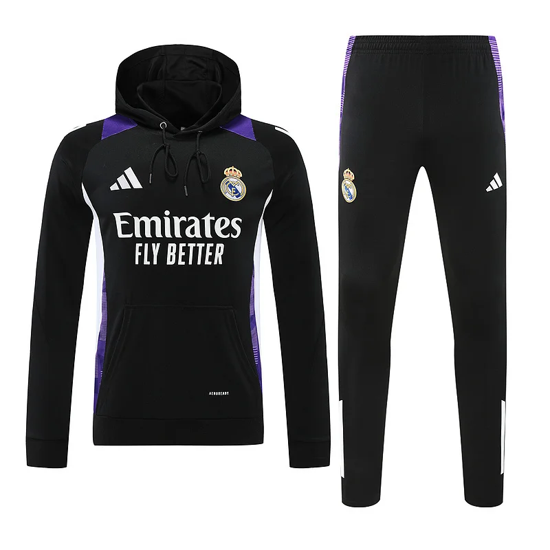 24-25 Real Madrid black soccer hoodie suit