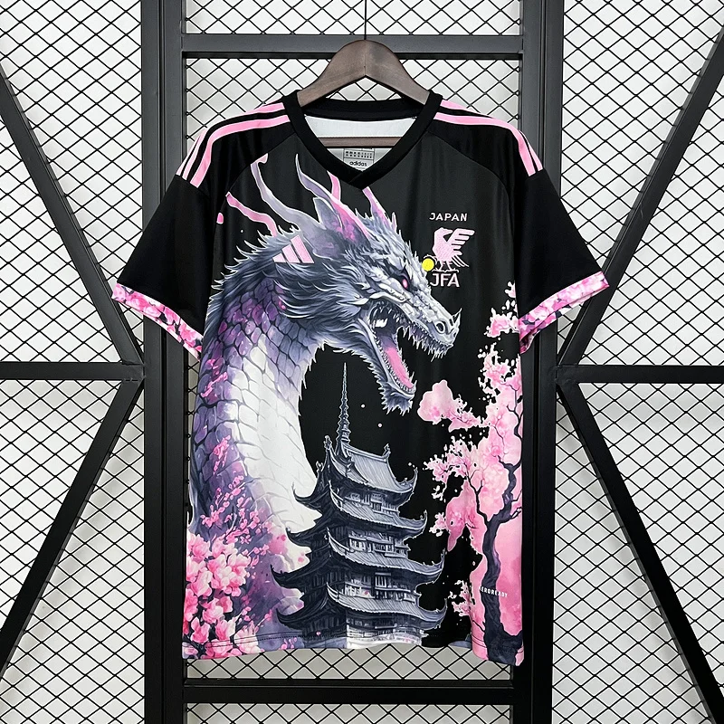 2024 Japan Special Edition black with pink dragon football jersey