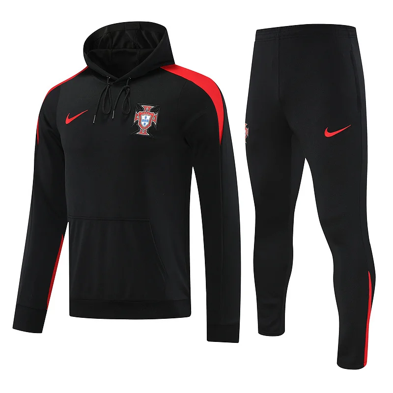 24-25 Portugal black with red hoodie suit