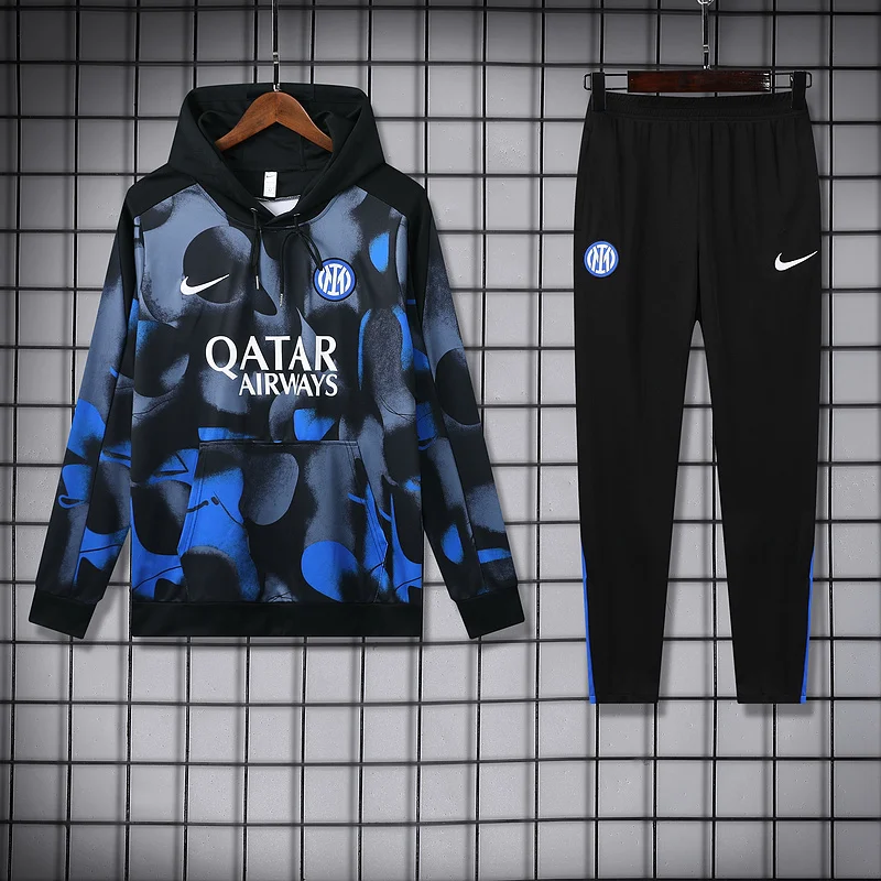 24-25 Inter Milan black with blue and gray hoodie suit