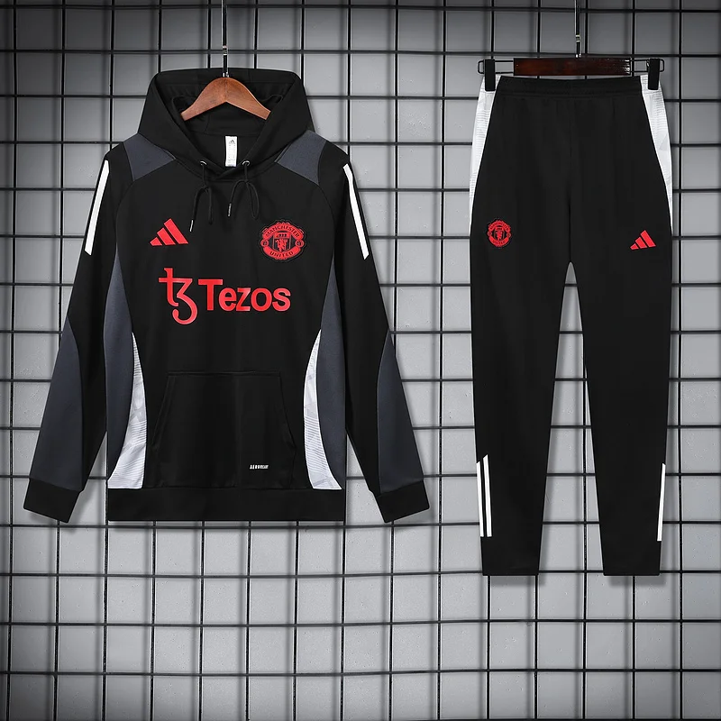 24-25 Manchester United black with gray hoodie suit