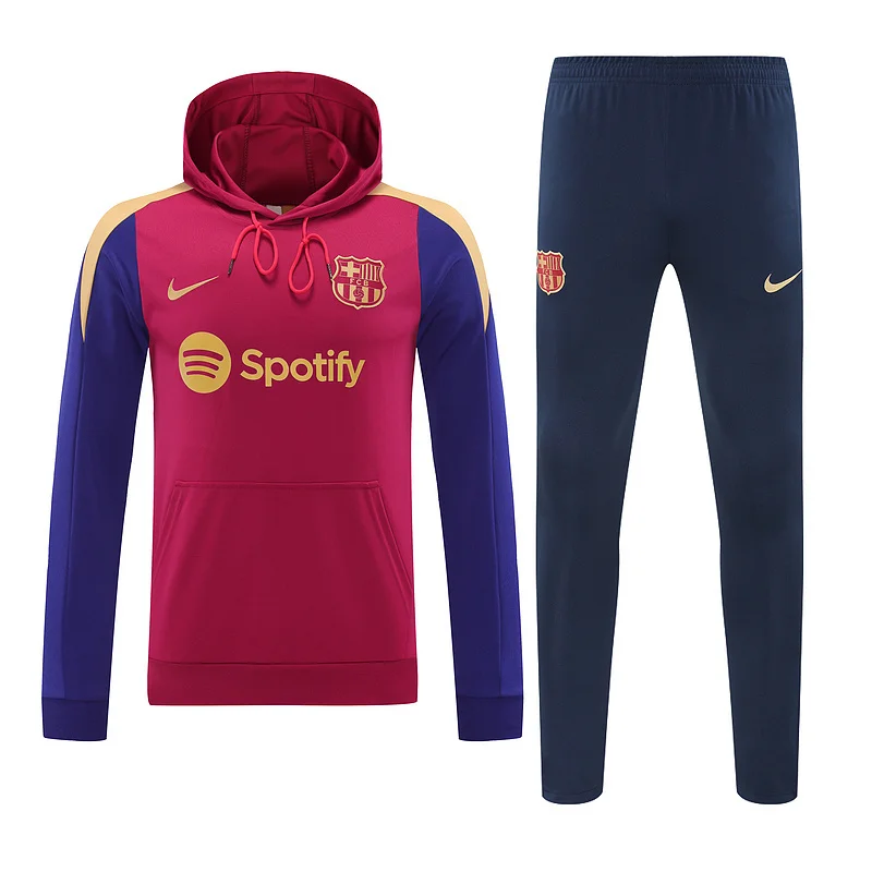 24-25 Barcelona red with royal blue hoodie suit