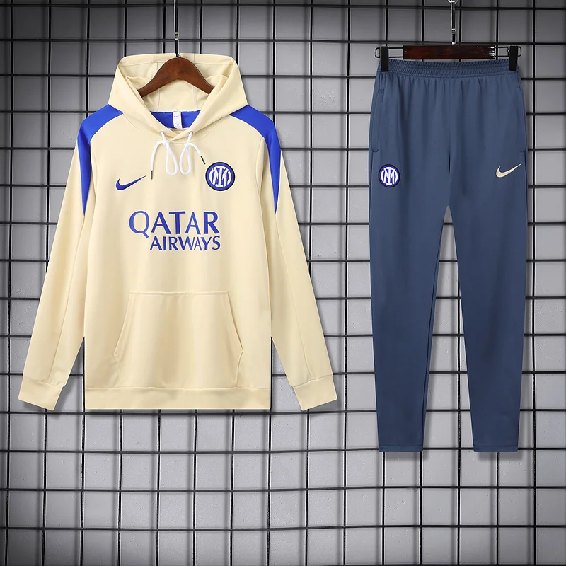 24-25 Inter Milan beige with blue hoodie suit