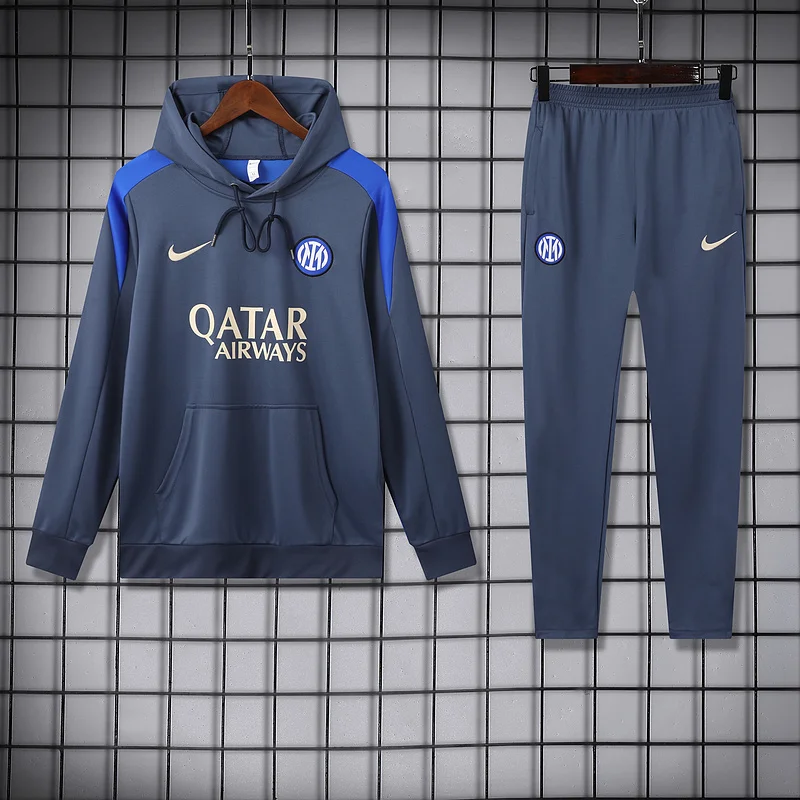 24-25 Inter Milan dark gray with blue hoodie suit