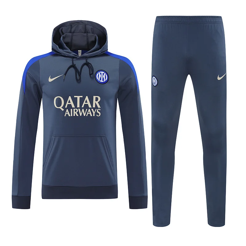 24-25 Inter Milan dark gray with blue hoodie suit