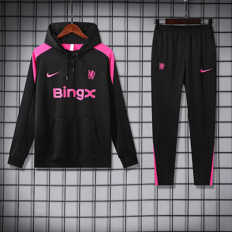 24-25 Chelsea black with pink hoodie suit