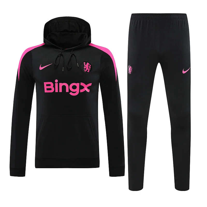 24-25 Chelsea black with pink hoodie suit