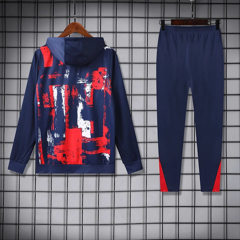 24-25 PSG royal blue with red and white hoodie suit