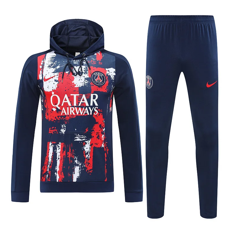 24-25 PSG royal blue with red and white hoodie suit