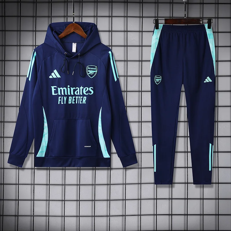 24-25 Arsenal royal blue with lake blue hoodie suit