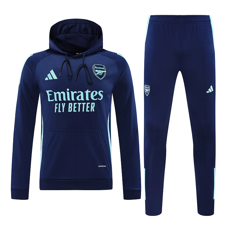 24-25 Arsenal royal blue with lake blue hoodie suit