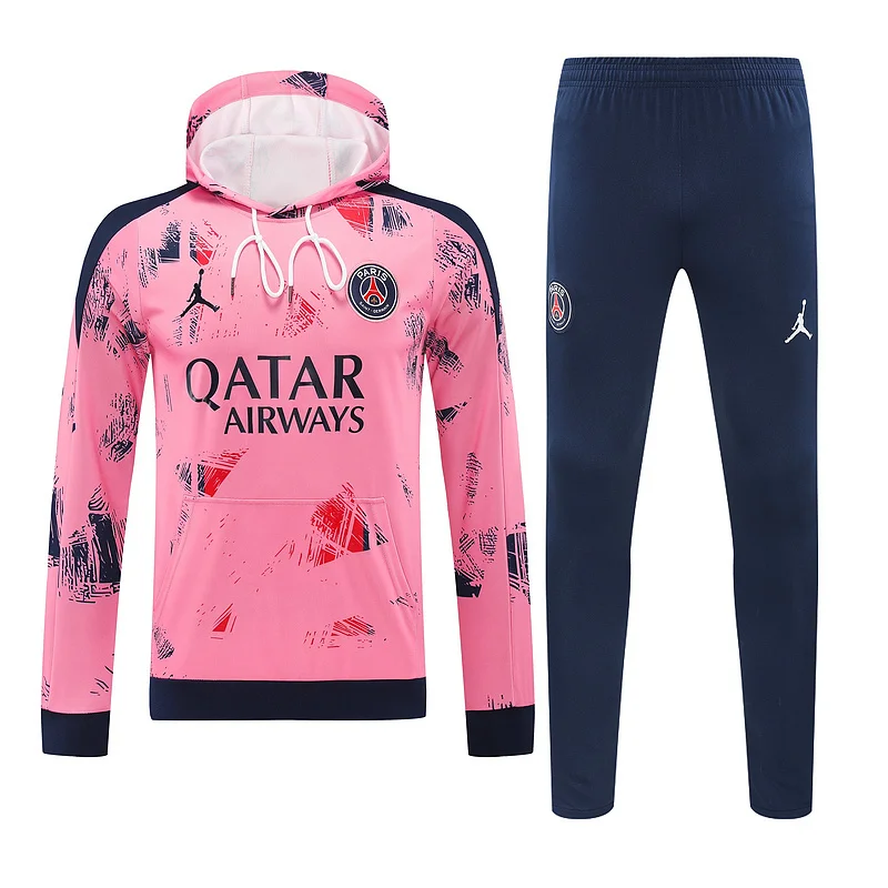 24-25 PSG Pink with royal blue hoodie suit