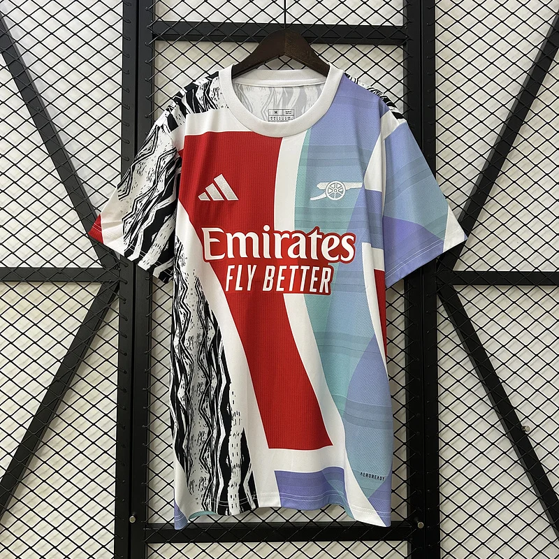 24/25 Arsenal red and white Pre-Match soccer jersey