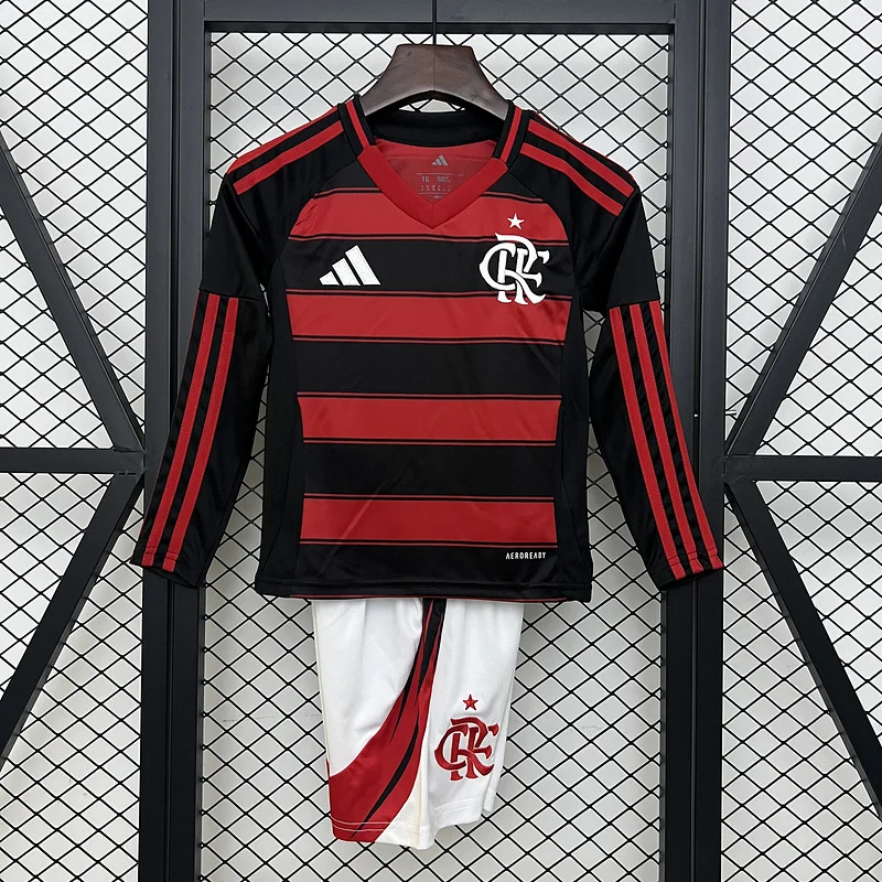 25-26 Flamengo Home Long Sleeve Kids Kit